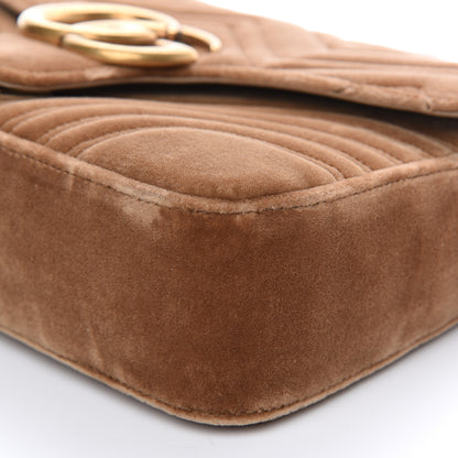Gucci Velvet Matelasse Medium GG Marmont Shoulder Bag Taupe 9 of 10
