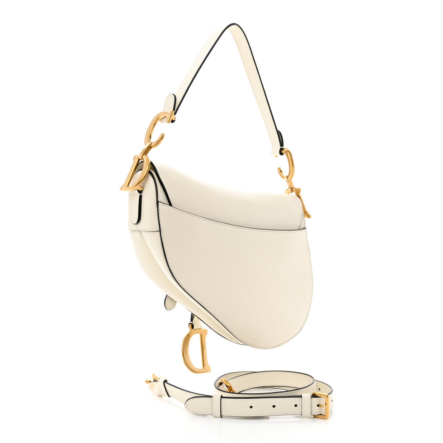 Christian Dior Grained Calfskin Saddle Bag With Strap Latte 3 of 11