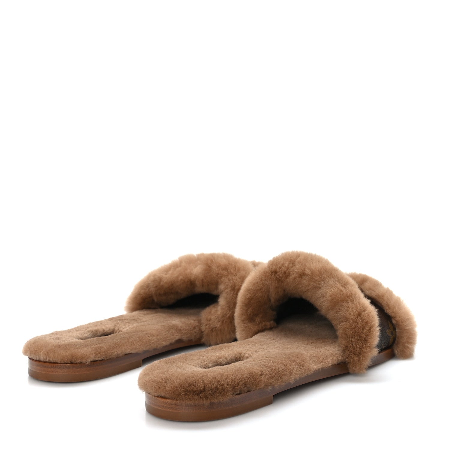 Louis Vuitton Mink Fur Monogram Lock It Flat Mule 40 Cognac 4 of 8