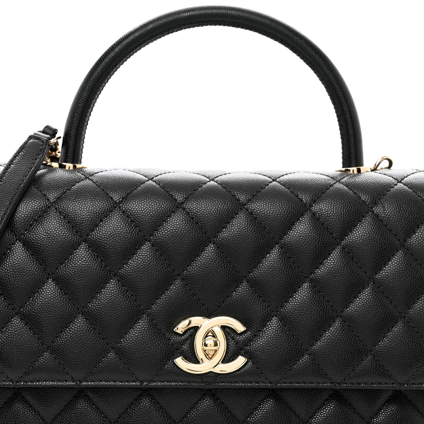 Caviar Quilted Medium Coco Handle Flap Black