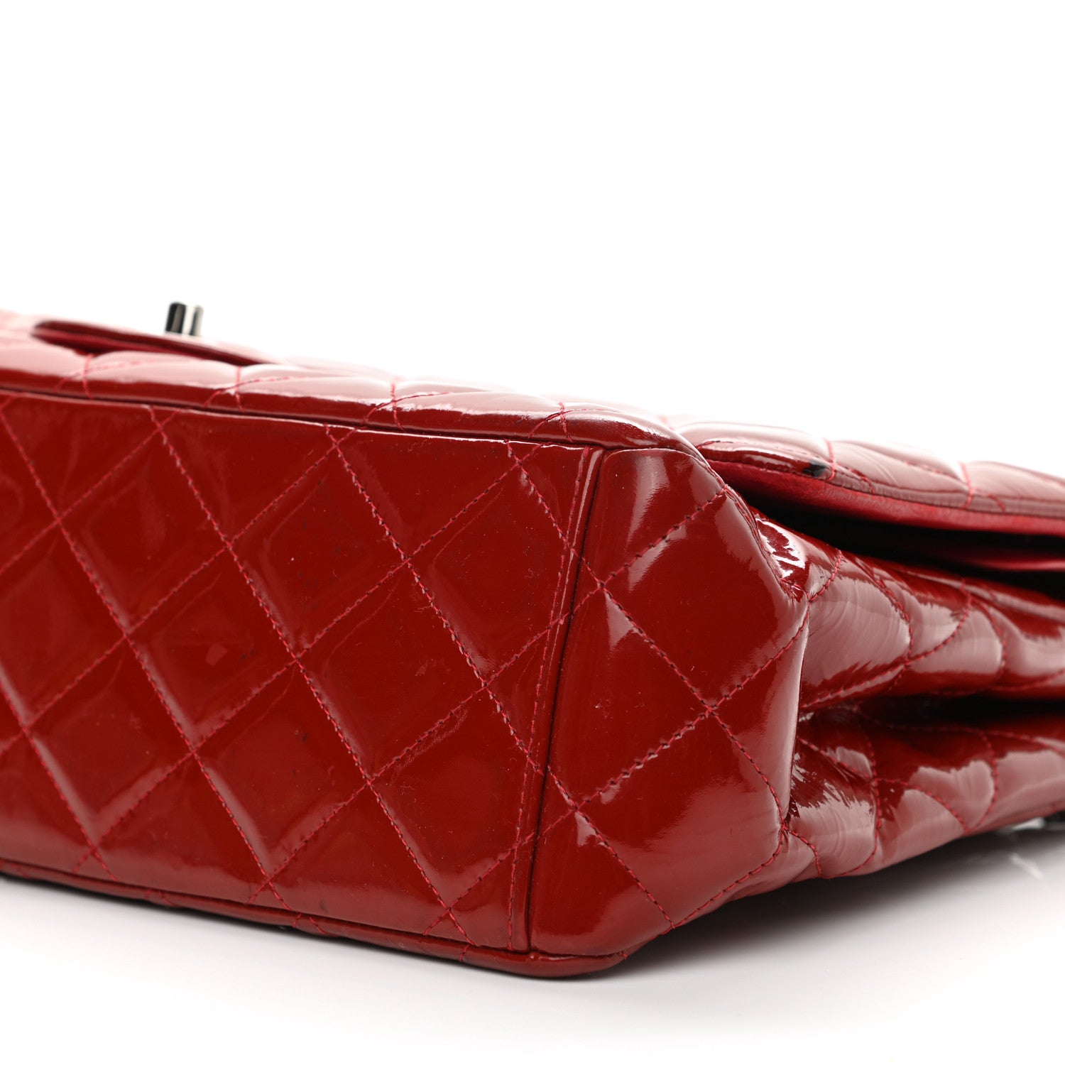 Chanel Patent Quilted Maxi Double Flap Red 10 of 13