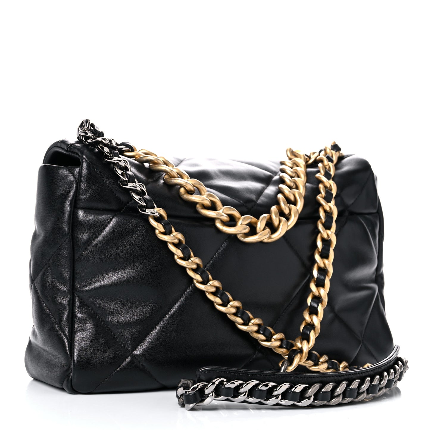Lambskin Quilted Large Chanel 19 Flap Black