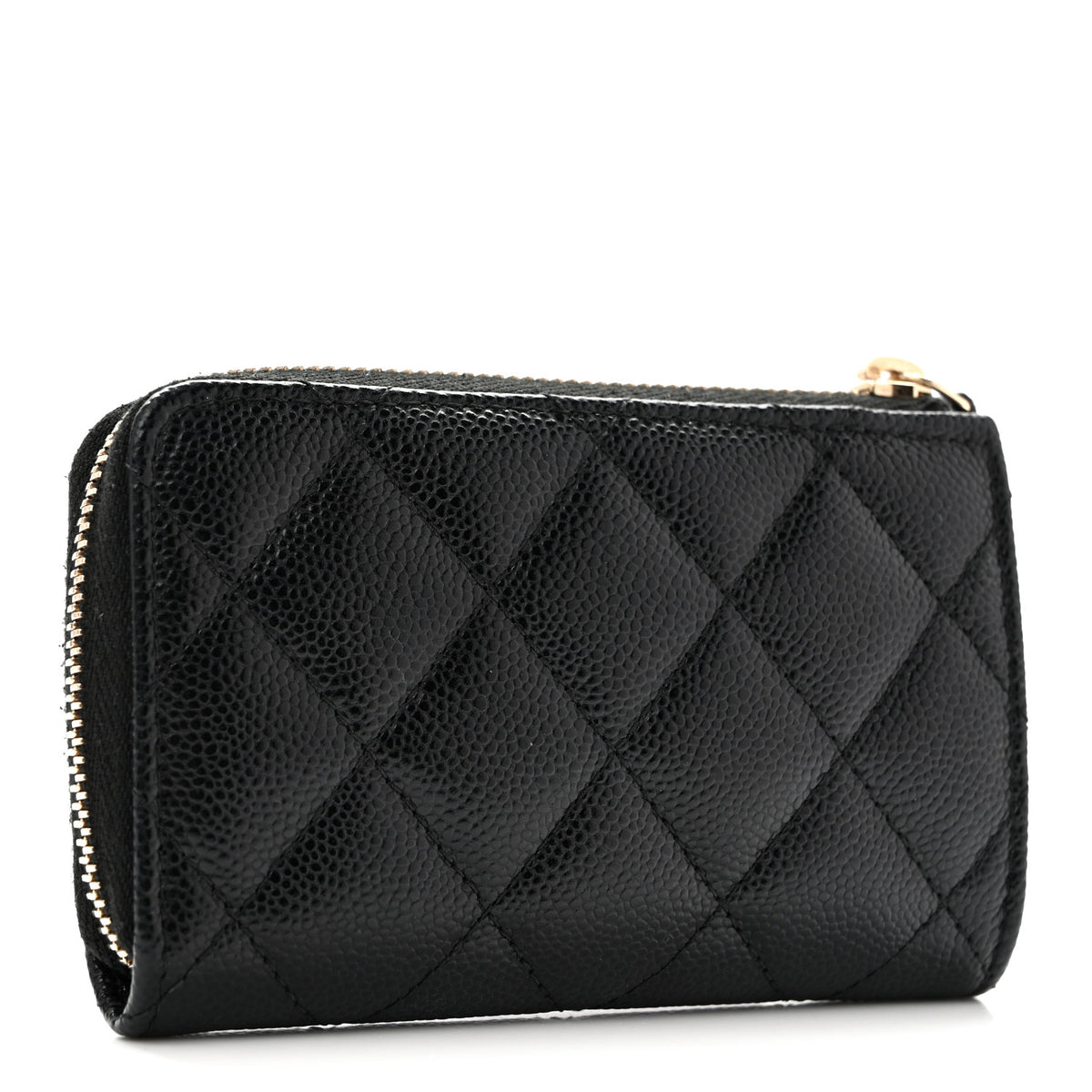 Caviar Quilted Zipped Key Holder Case Black