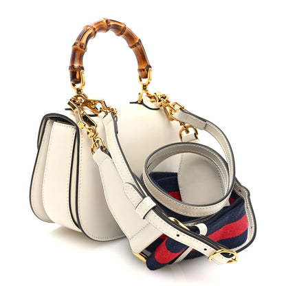 Gucci Boarded Dyana Lux Calfskin Web Mini Bamboo 1947 Top Handle Bag Mystic White 3 of 9