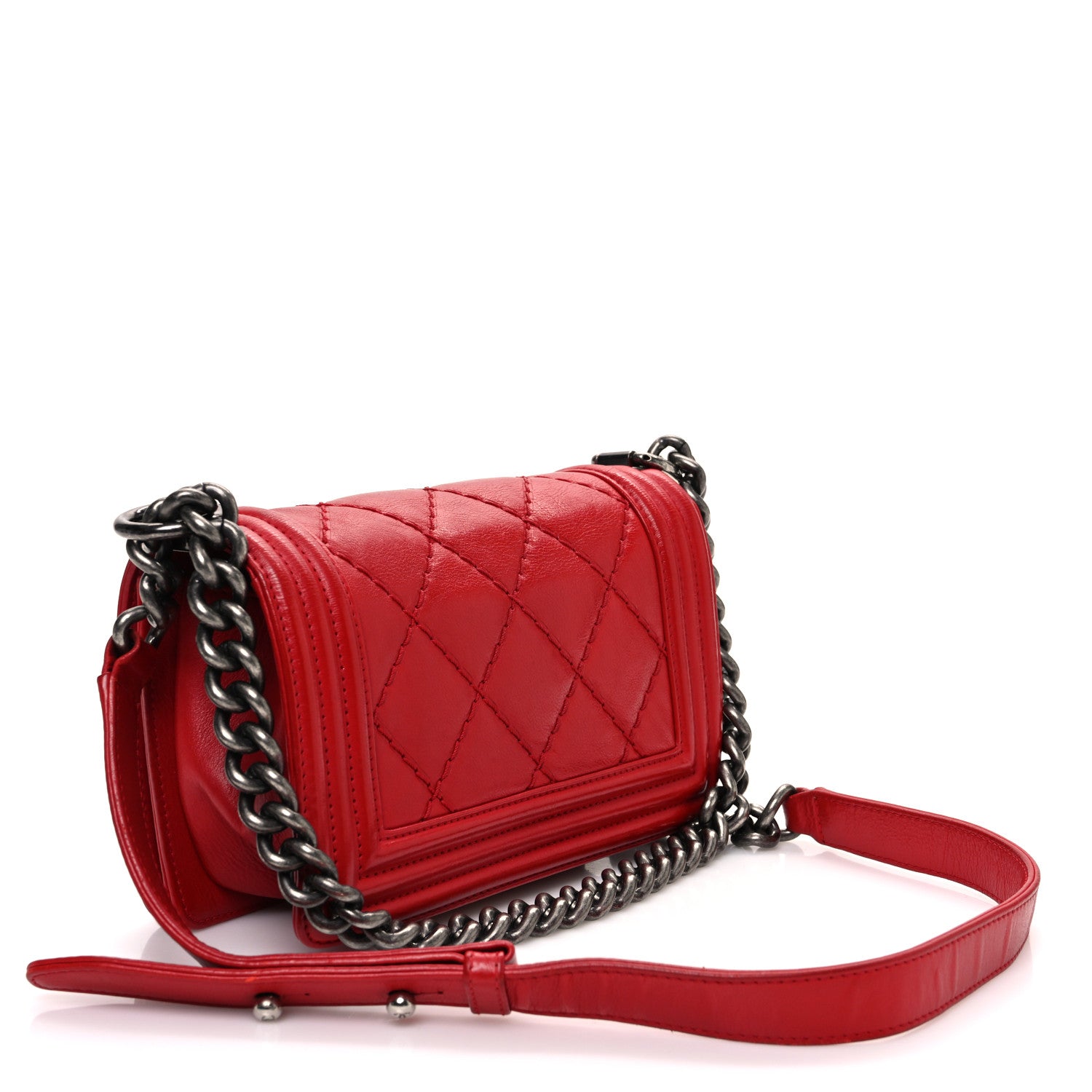 Chanel Calfskin Double Stitch Small Boy Flap Red 3 of 10
