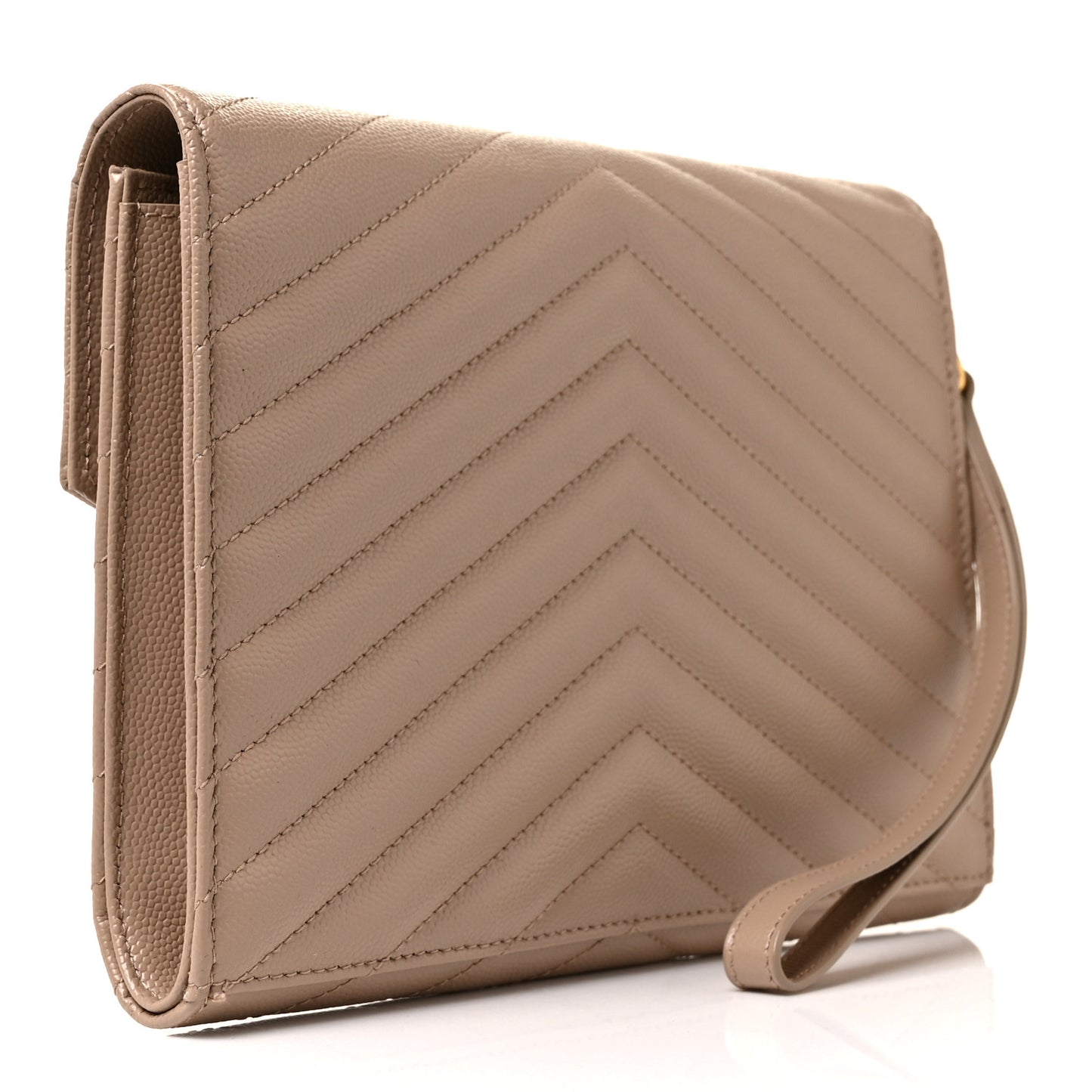 Grain De Poudre Matelasse Chevron Monogram Envelope Clutch Dark Beige