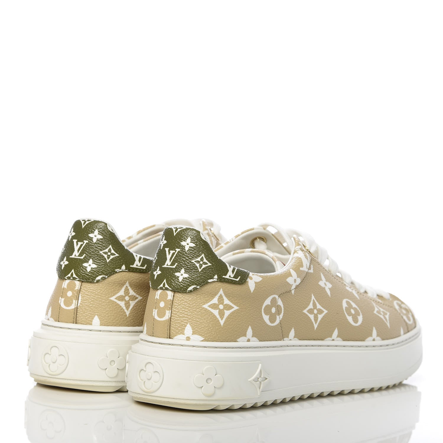 Louis Vuitton Monogram Giant Time Out Sneakers 41 Kaki White Beige 4 of 14