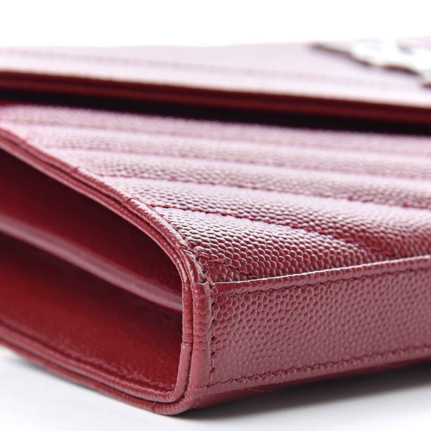 Grain De Poudre Matelasse Chevron Monogram Chain Wallet Palissandre