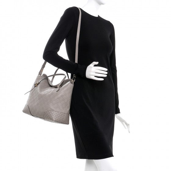 Guccissima Medium Bree Foldover Tote Storm Grey