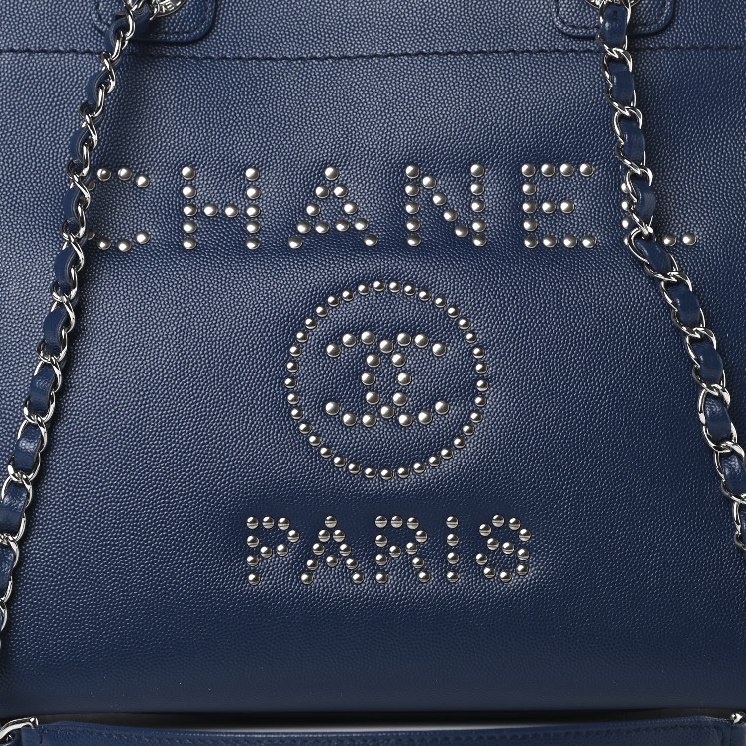 Chanel Caviar Small Studded Deauville Tote Navy 8 of 12