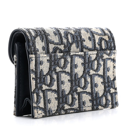 Christian Dior Oblique Saddle Card Holder Blue 3 of 9