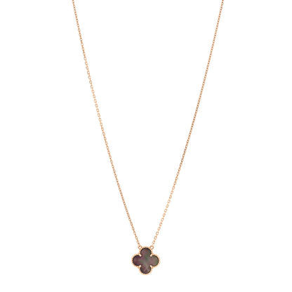 Van Cleef & Arpels 18K Rose Gold Gray Mother of Pearl Vintage Alhambra Pendant Necklace 1 of 4