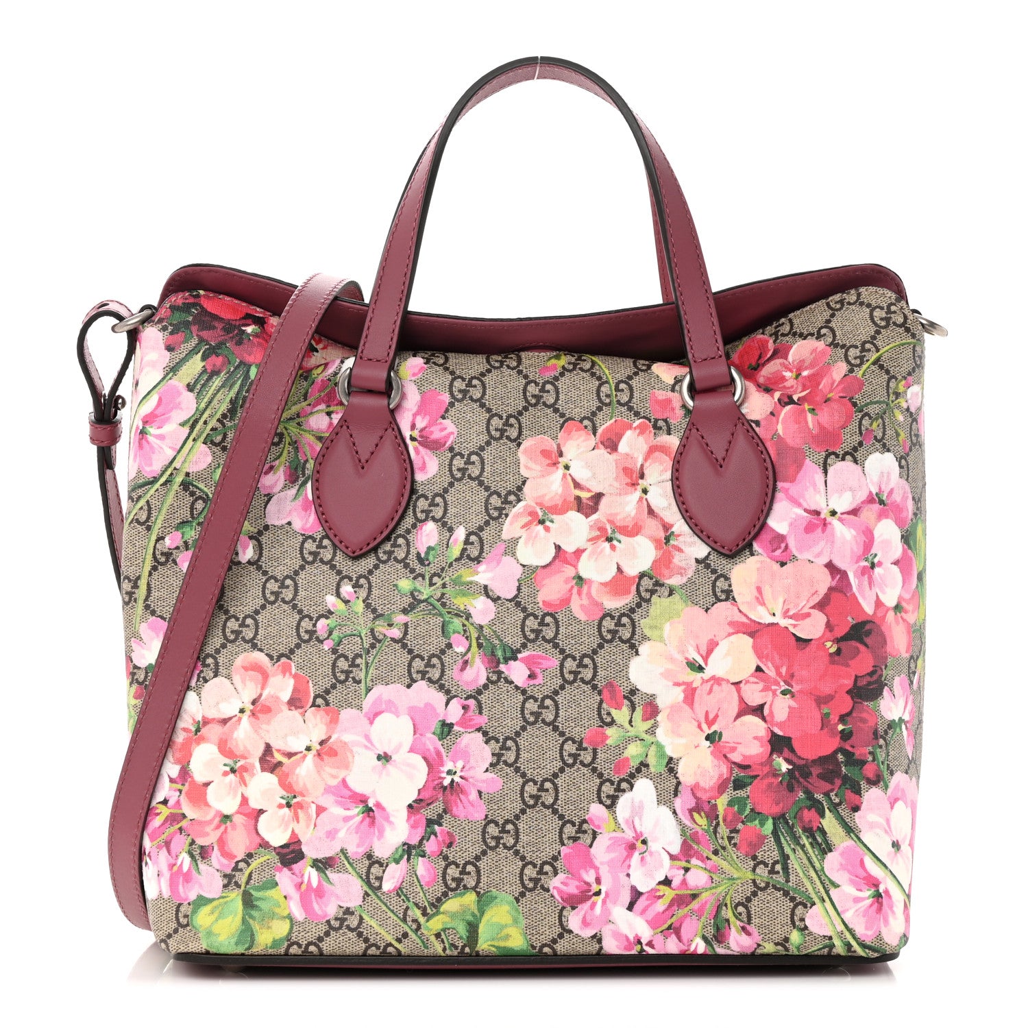 Gucci GG Supreme Monogram Blooms Linea A Foldover Tote Beige Multicolor Dry Rose 1 of 10