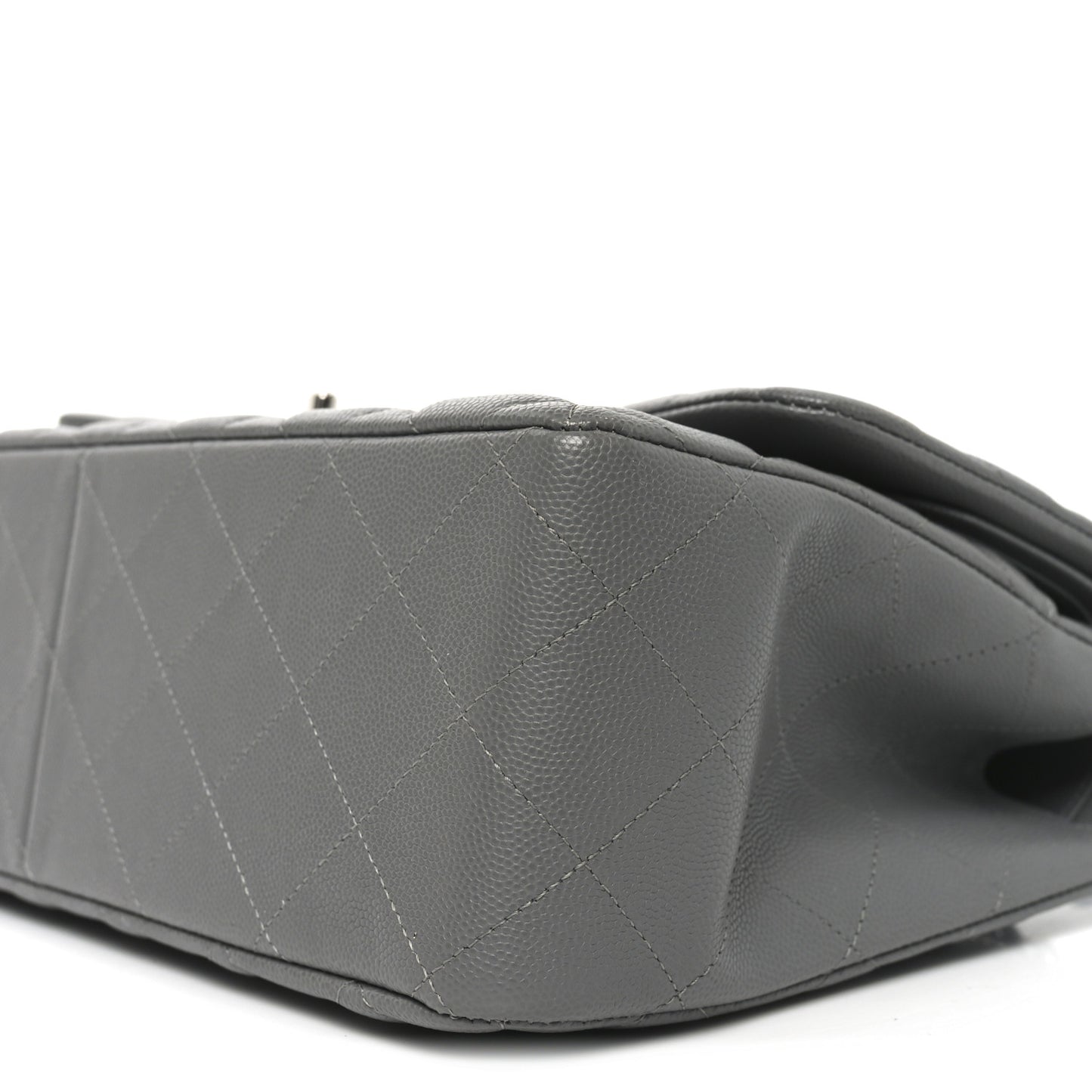 Caviar Quilted Jumbo Double Flap Dark Grey