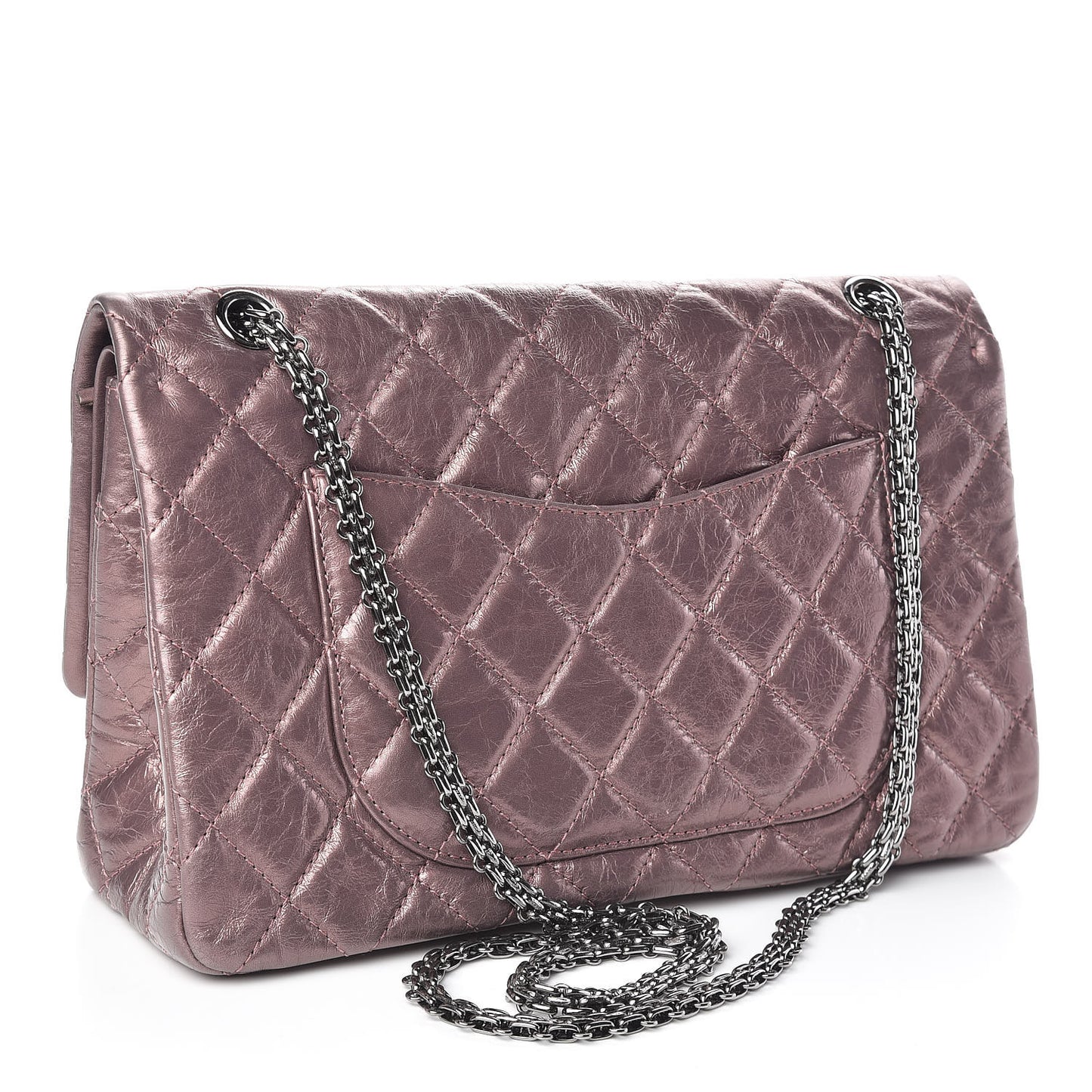 Metallic Aged Calfskin Quilted 2.55 Reissue 227 Flap Rose Fonce