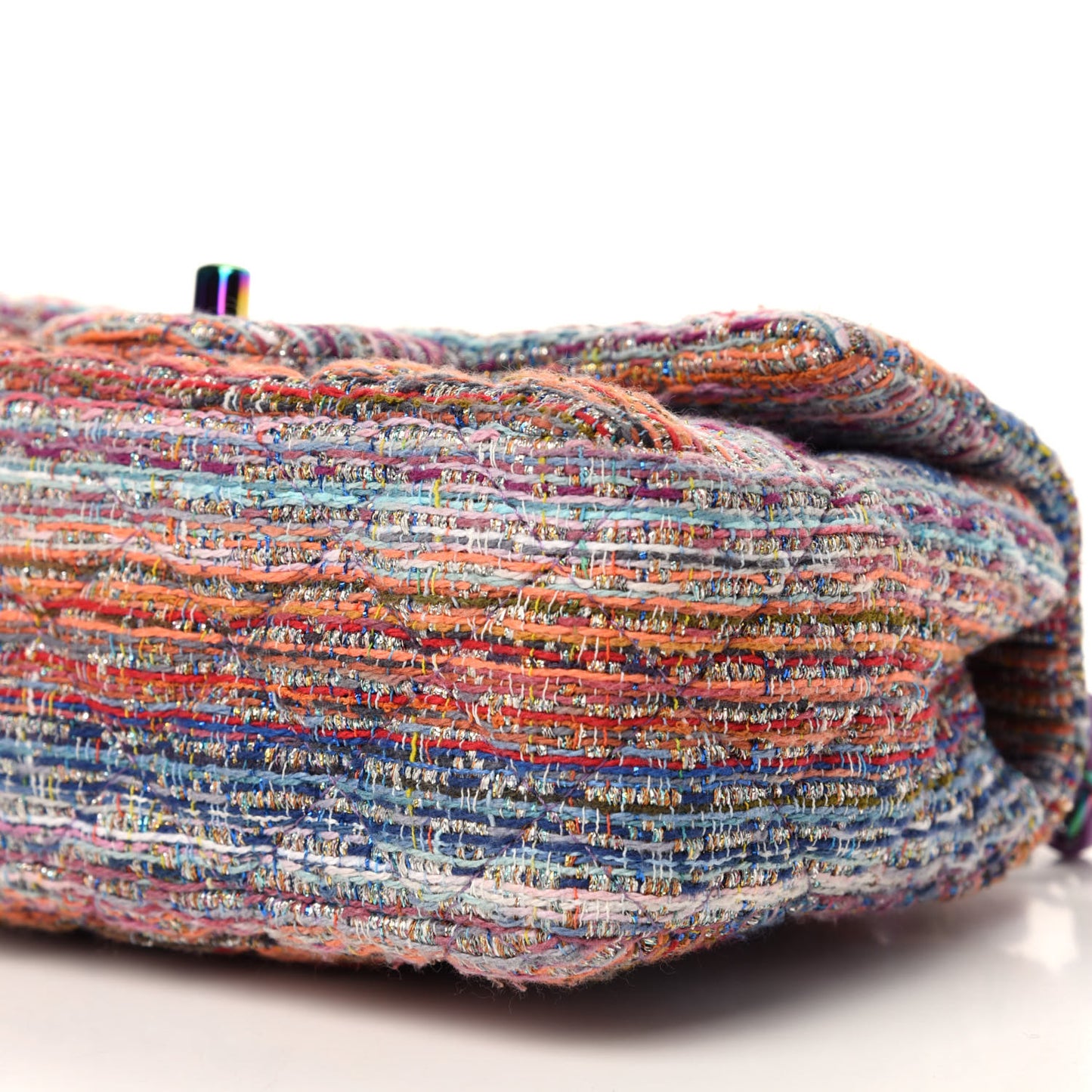 Tweed Quilted Mini Rectangular Flap Blue Pink Orange