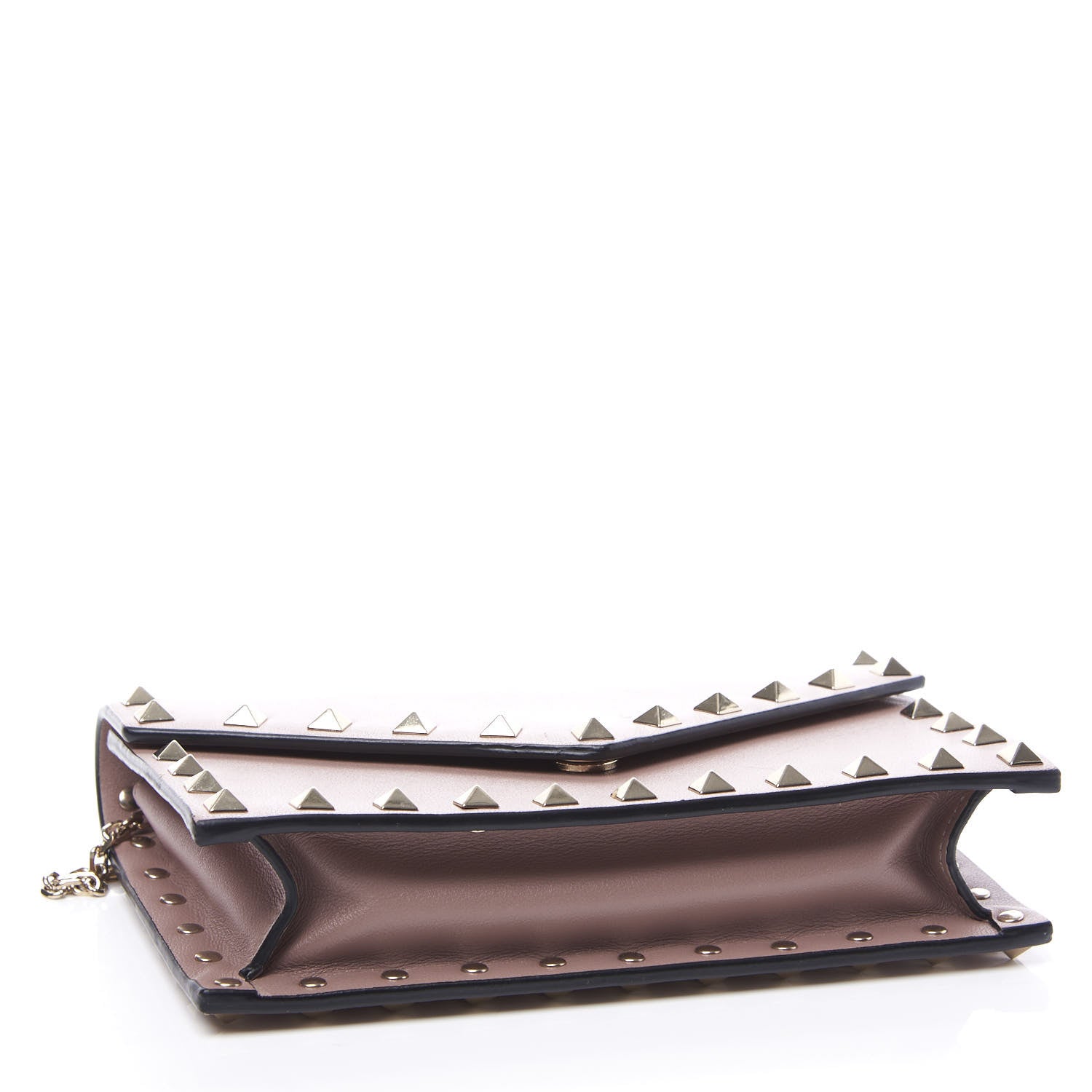 Valentino Garavani Vitello Rockstud Envelope Wallet on Chain Poudre 3 of 9