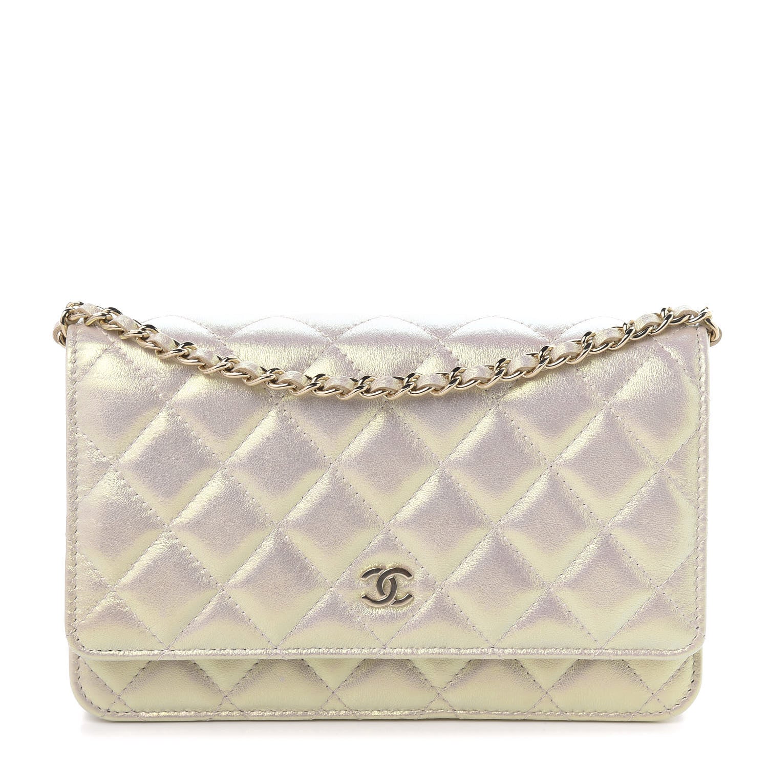 Chanel Iridescent Lambskin Quilted Wallet On Chain WOC Ivory 1 of 11