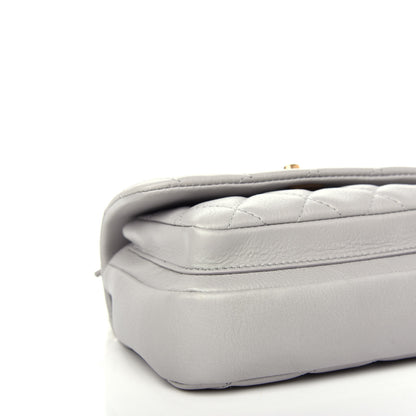 Chanel Calfskin Quilted Top Handle Flap Light Grey 8 of 12