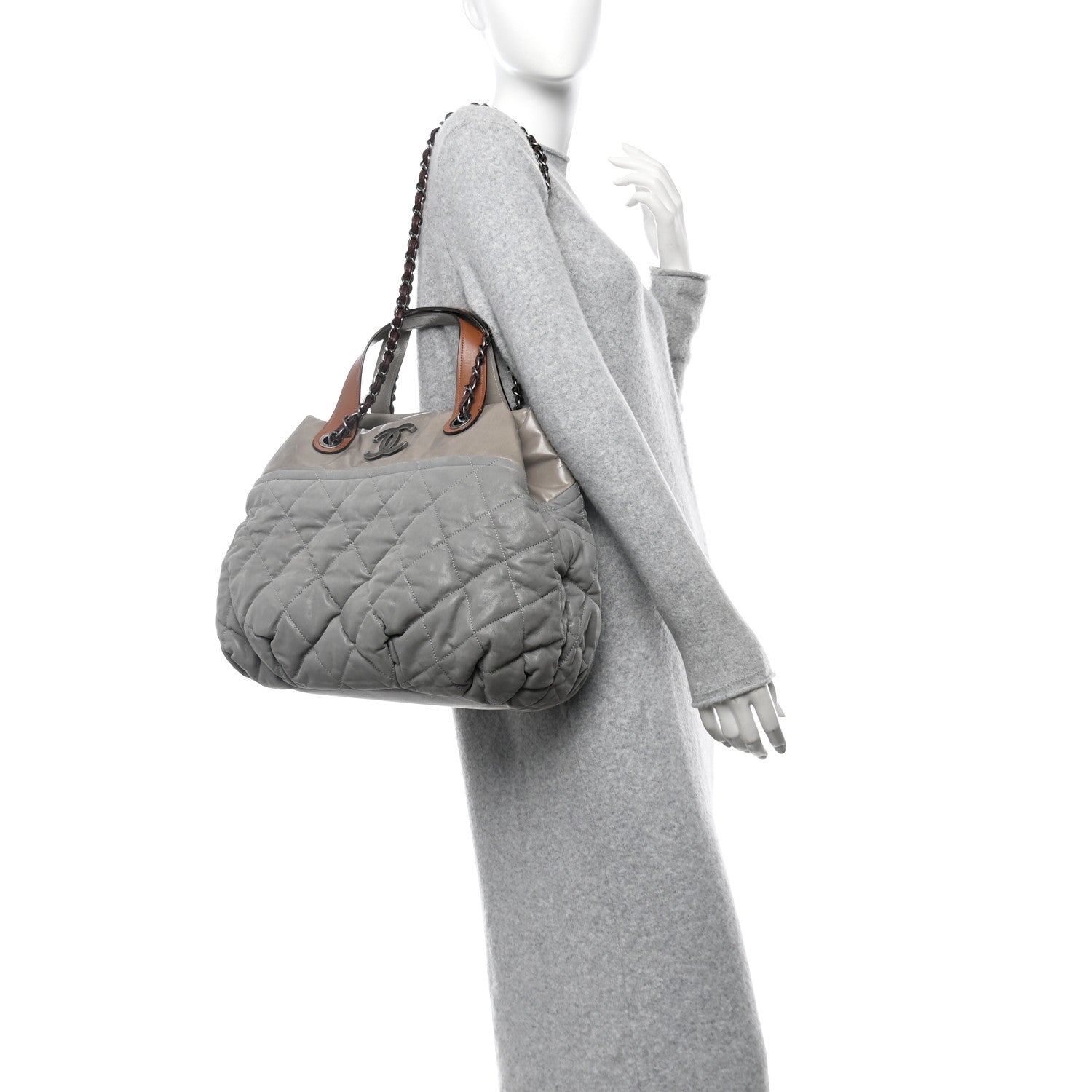 Chanel Iridescent Calfskin Quilted Small In The Mix Tote Grey 2 of 12
