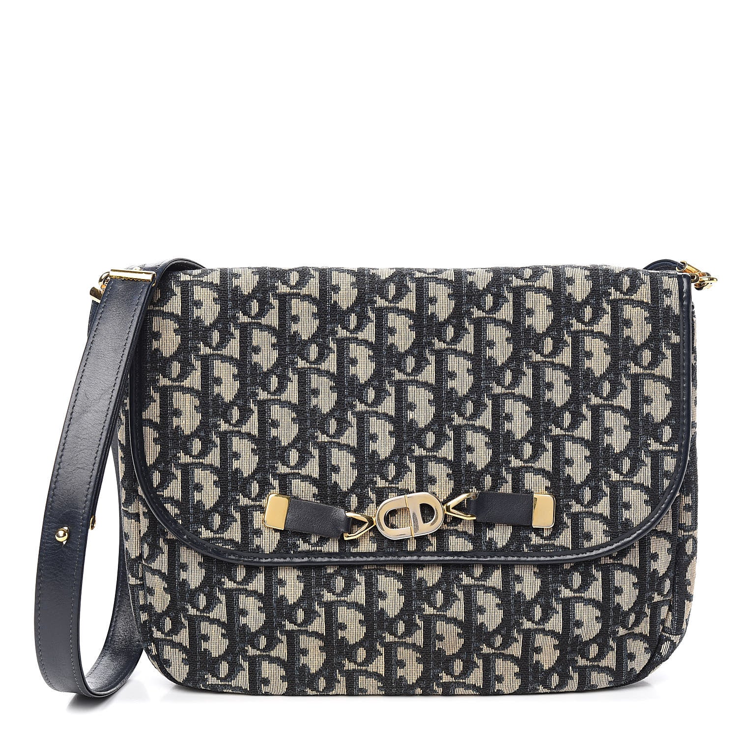 Christian Dior Monogram Flap Navy Blue 1 of 9