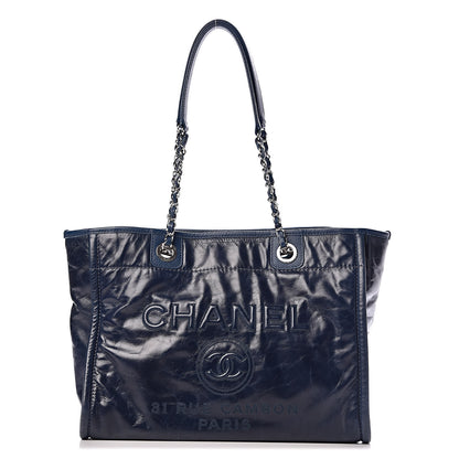 Chanel Glazed Calfskin Small Deauville Tote Blue 1 of 26