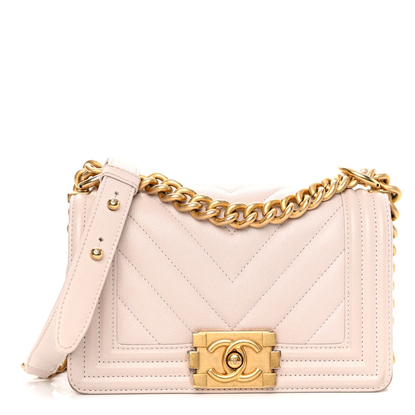 Caviar Chevron Quilted Small Boy Flap Light Pink