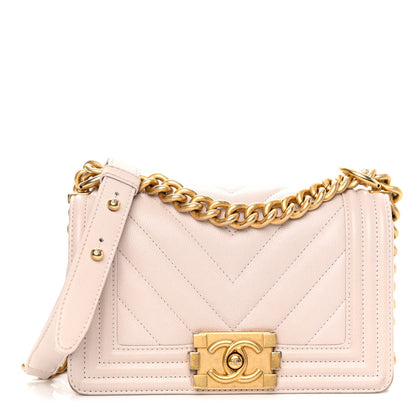 Chanel Caviar Chevron Quilted Small Boy Flap Light Pink 1 of 9