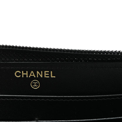 Chanel Caviar Quilted Boy Long Zip Around Wallet Black 7 of 9