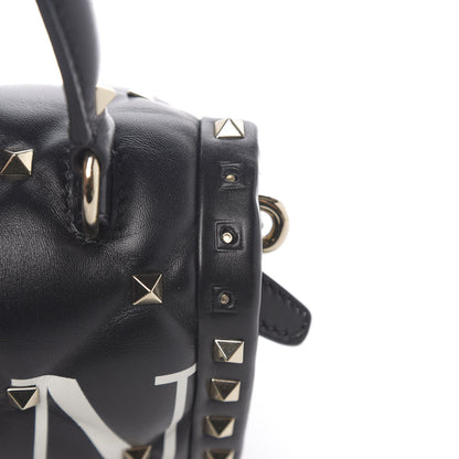 Valentino Garavani Lambskin VLTN Print Candystud Top Handle Bag Black 9 of 9