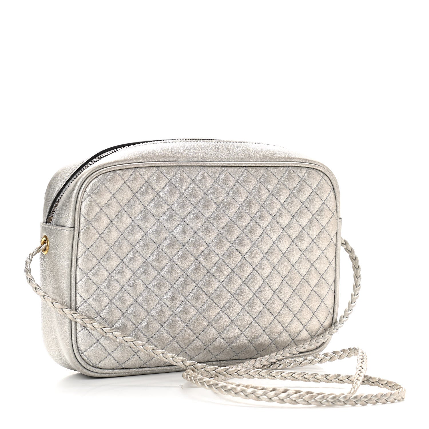 Gucci Laminated Nappa Web Trapuntata Small GG Shoulder Bag Argento 2 of 10