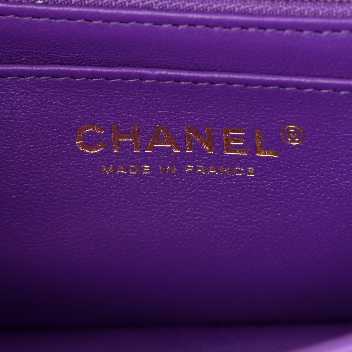 Lambskin Quilted Mini Top Handle Rectangular Flap Purple