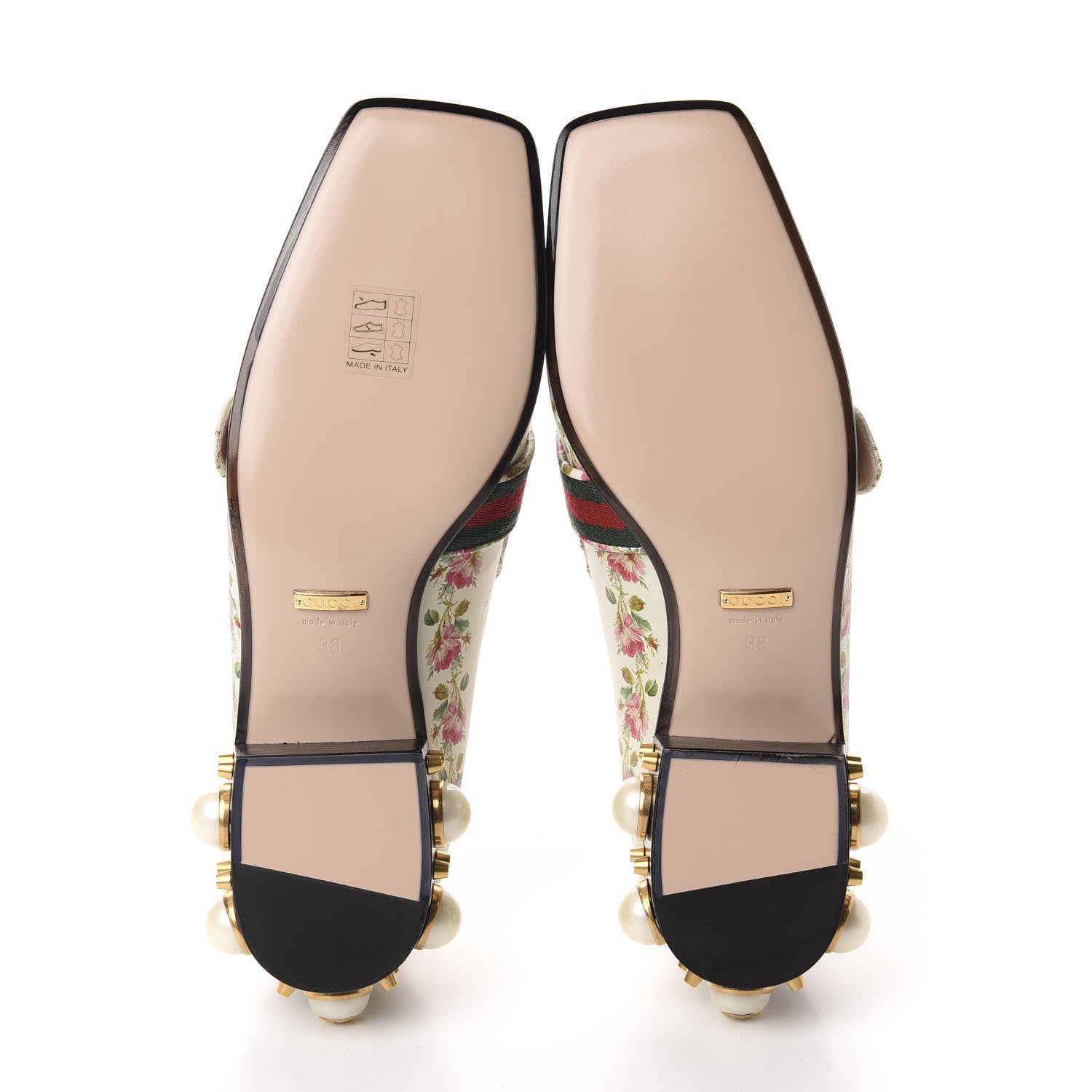 Gucci Calfskin Web Pearl Floral Embellished Peyton Loafer 38 White Multicolor 6 of 10