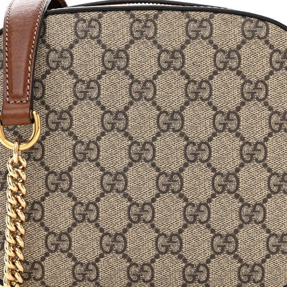 Gucci GG Supreme Monogram Cuoio Toscano Mini Chain Shoulder Bag Beige Ebony Cuir 8 of 16