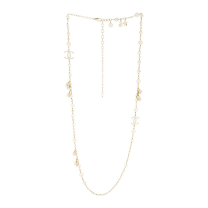 Chanel Crystal Pearl No 5 CC Long Necklace Gold 2 of 4