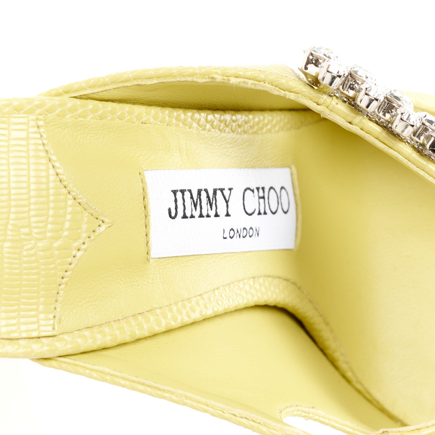 Jimmy Choo Lizard Embossed Crystal Bing 100 Pumps 37 Yellow 8 of 9