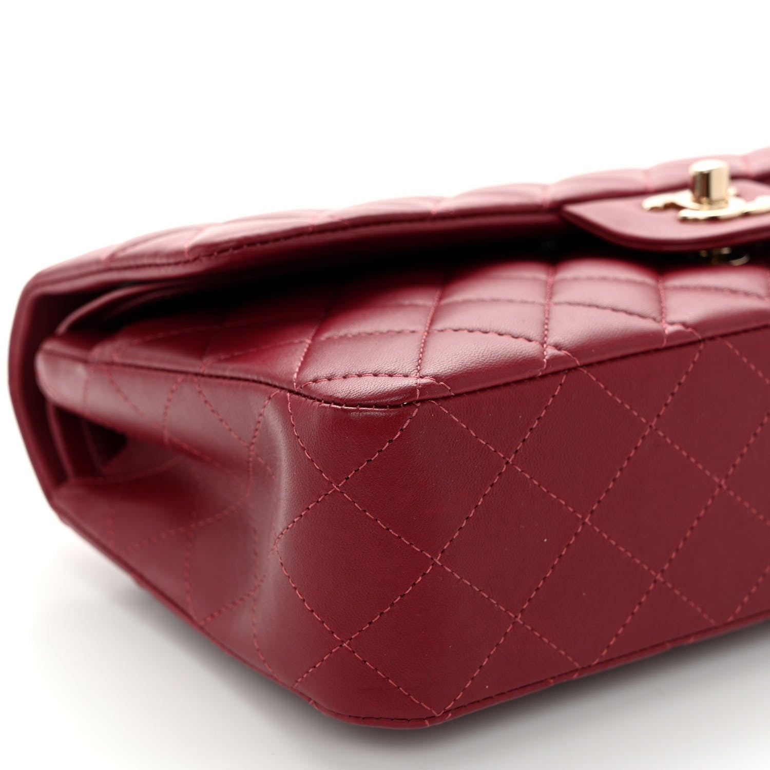 Chanel Lambskin Quilted Medium Double Flap Burgundy 9 of 10
