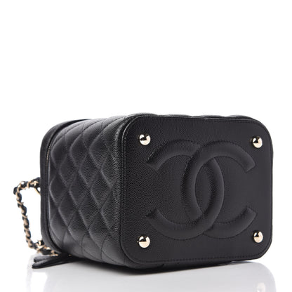 Chanel Caviar Quilted Small Top Handle Vanity Case With Chain Black 4 of 10