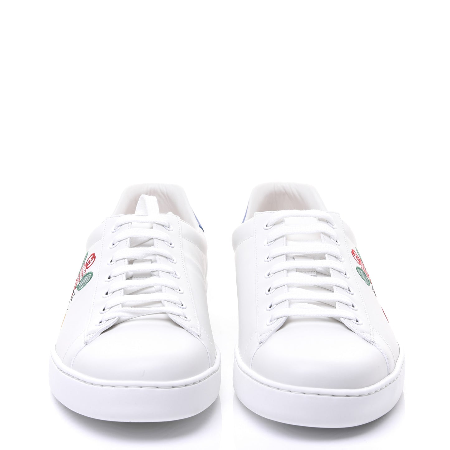 Calfskin Miro Soft Tennis Embroidered Mens Ace Sneakers 11.5 White Rio Blue