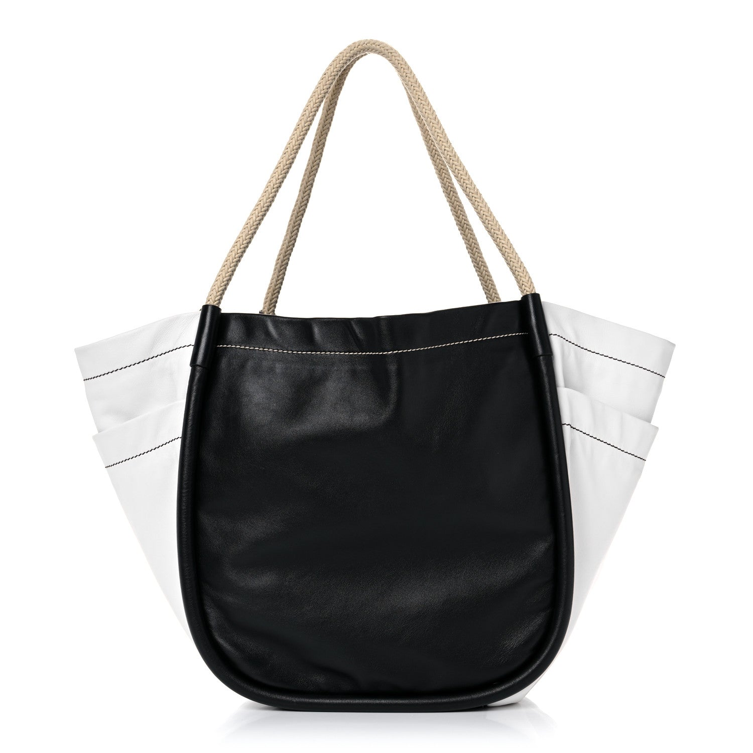 Proenza Schouler Nappa Colorblock Side Pockets Tote Black White 1 of 12