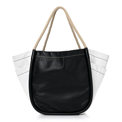 Proenza Schouler Nappa Colorblock Side Pockets Tote Black White 1 of 12