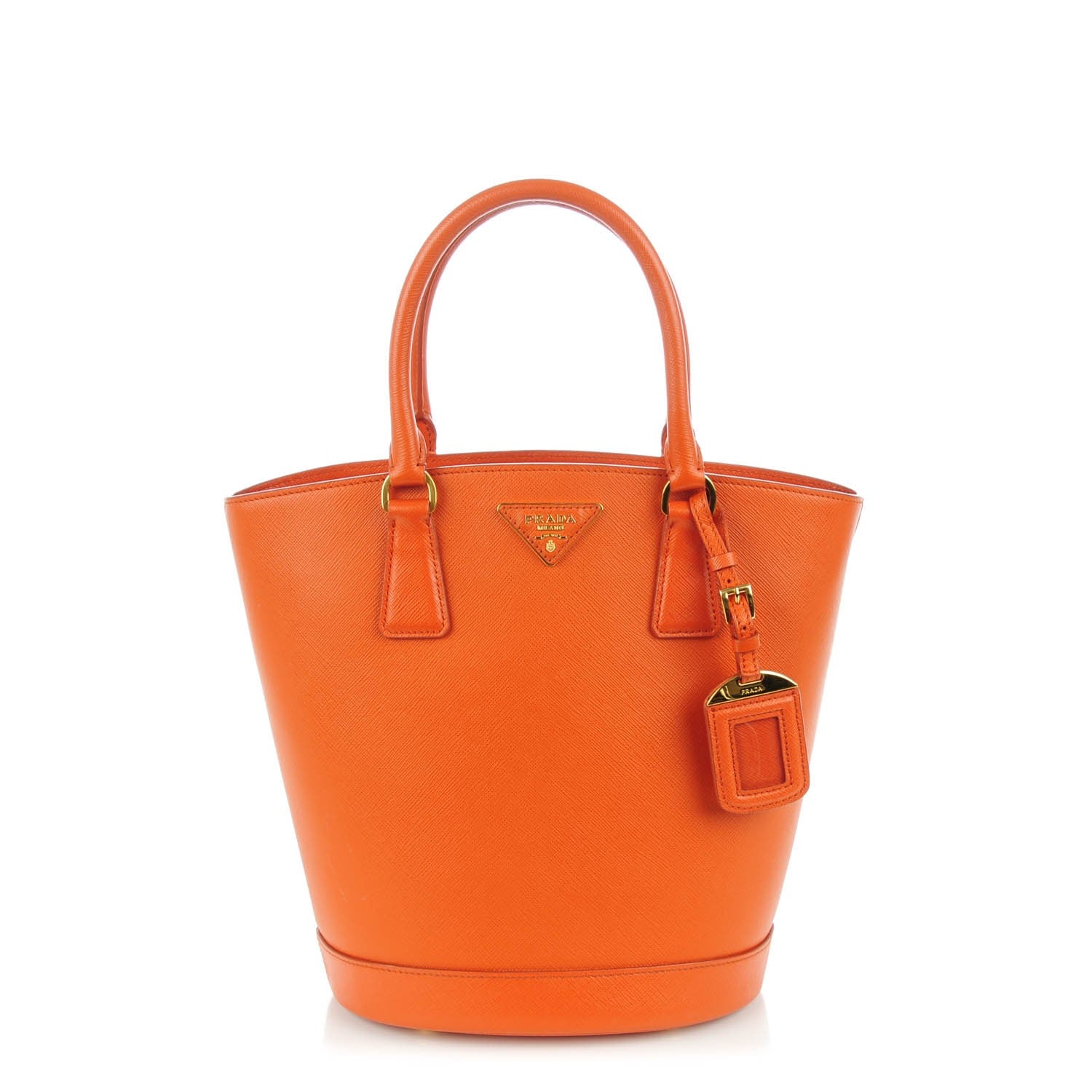 Prada Saffiano Lux Bucket Tote Papaya 1 of 8