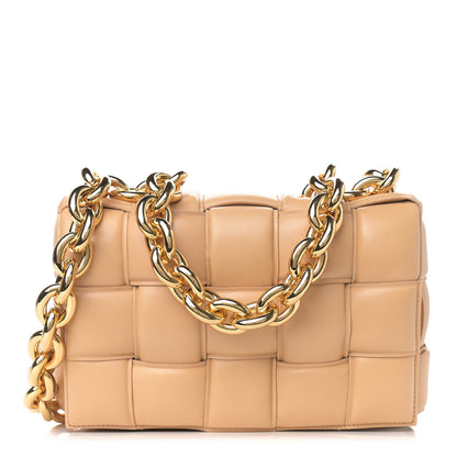 Bottega Veneta Lambskin Maxi Intreccio Padded Chain Cassette Crossbody Bag Almond 1 of 10