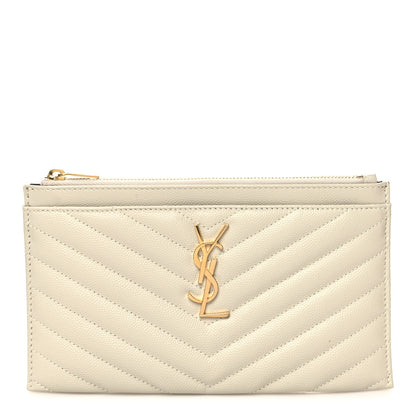 Saint Laurent Grain De Poudre Chevron Monogram Bill Pouch Blanc Vintage 1 of 11