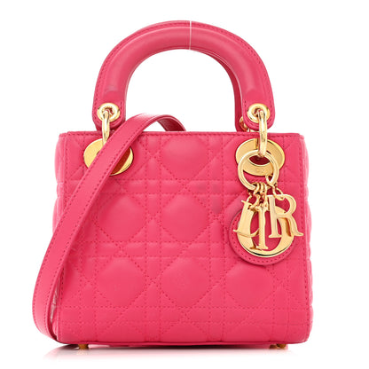 Christian Dior Lambskin Cannage Mini Lady Dior Hot Pink 1 of 15
