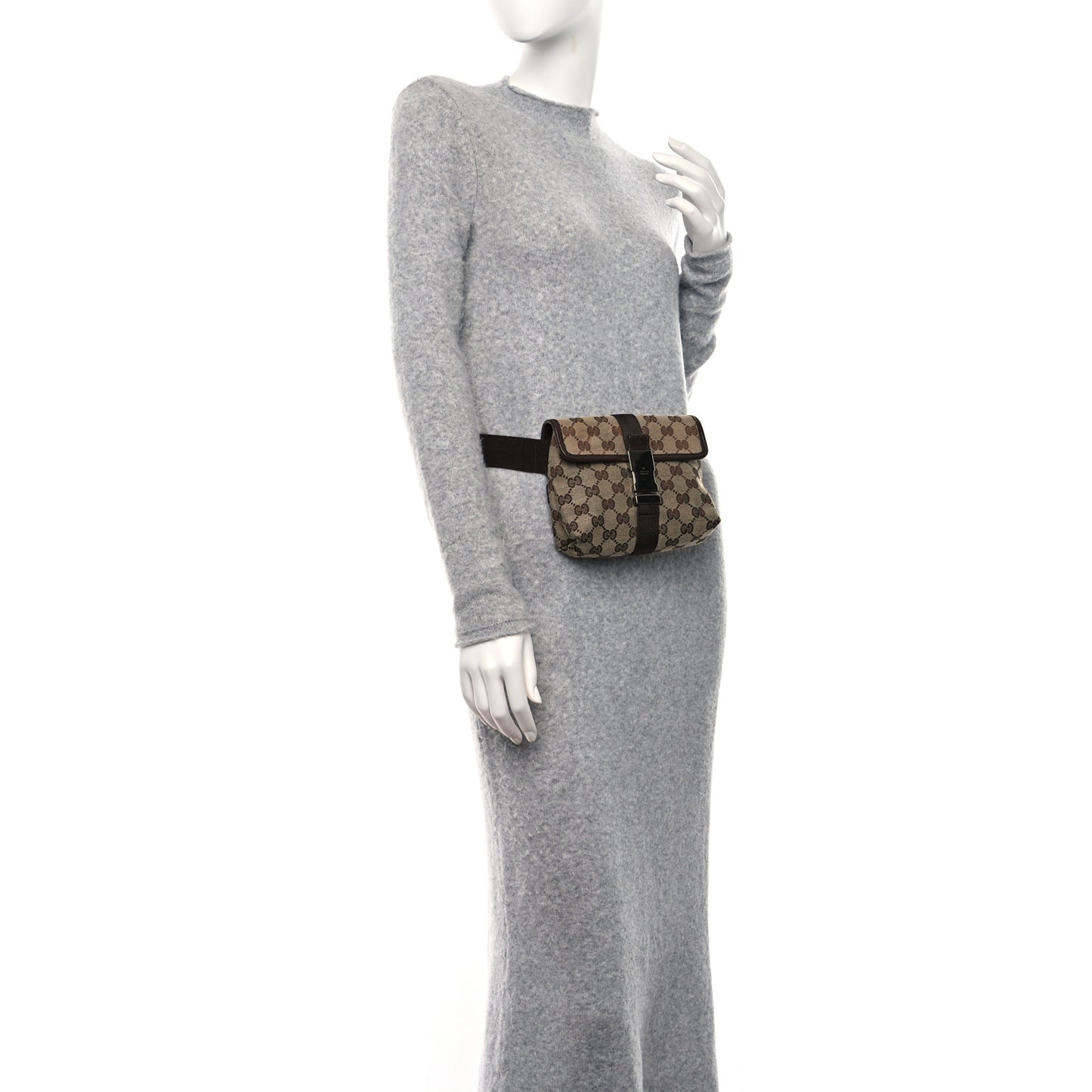 GG Monogram Buckle Belt Bag Dark Brown