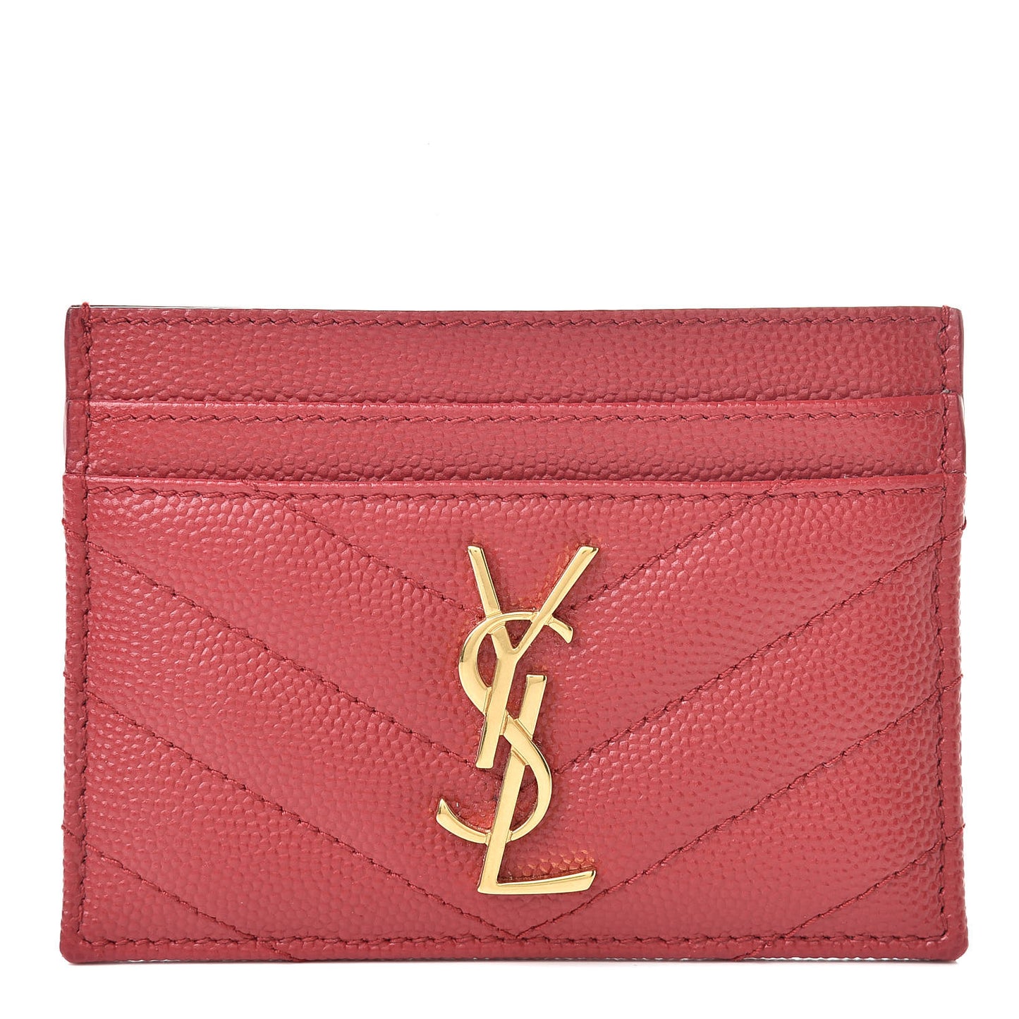 Grain De Poudre Matelasse Chevron Credit Card Case New Red