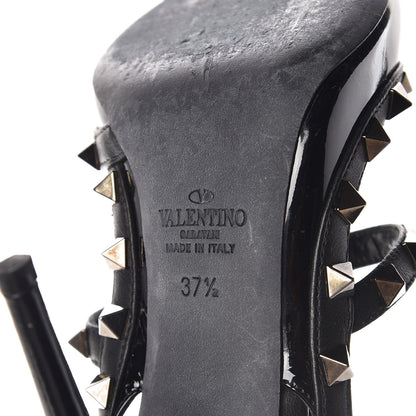 Valentino Garavani Patent Rockstud Ankle Strap Pumps 37.5 Black 8 of 13