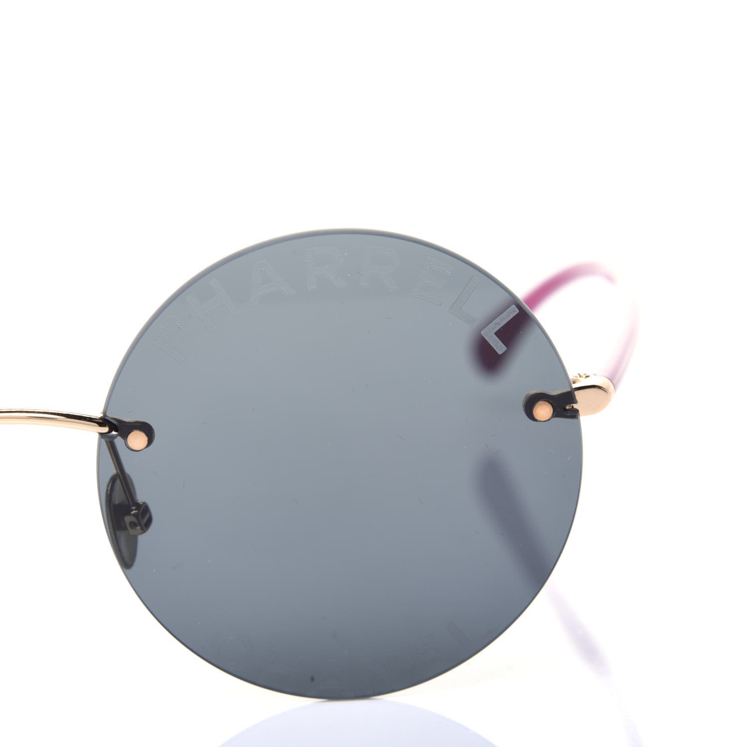 Chanel X PHARRELL WILLIAMS Gold Plated Acetate Round Sunglasses Pink 7 of 8