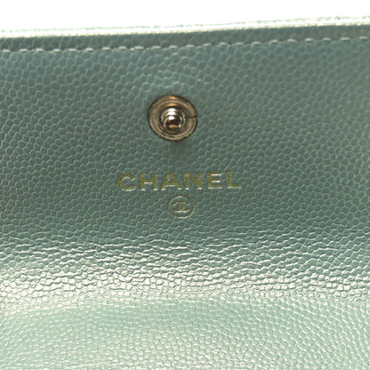 Chanel Iridescent Caviar Quilted Pearl On Top Coin Purse With Chain Light Green 6 of 9